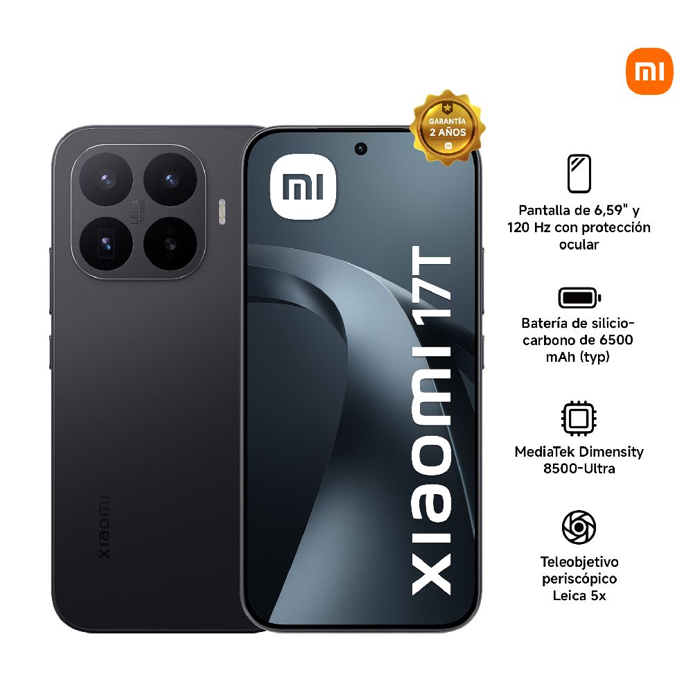Imagen 2 del producto Celular Xiaomi 17T 5G 512GB, 12GB RAM, cámara trasera 50MP y frontal 32MP, 6.5"", negro + Xiaomi Tag 4 Pack